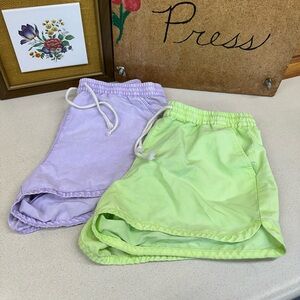 Casual Drawstring Women’s Shorts in Lavender and Lime Lot of 2